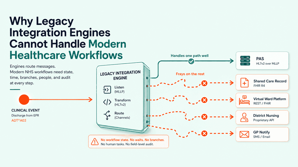 Preview card for the article: Why Legacy Integration Engines Cannot Handle Modern Healthcare Workflows